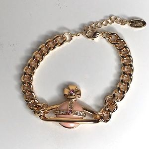 Vivienne Westwood Gold Pink Enamel Orb Bracelet